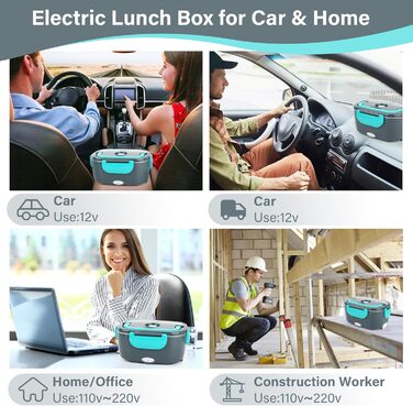 Електричний ланчбокс VMUTGA 1,5 л, 60 Вт, з підігрівом від 12В/24В/220В. Термоконтейнер для гарячих обідів з сумкою, виделкою та ложкою з нержавіючої сталі для автомобіля, вантажівки, офісу.