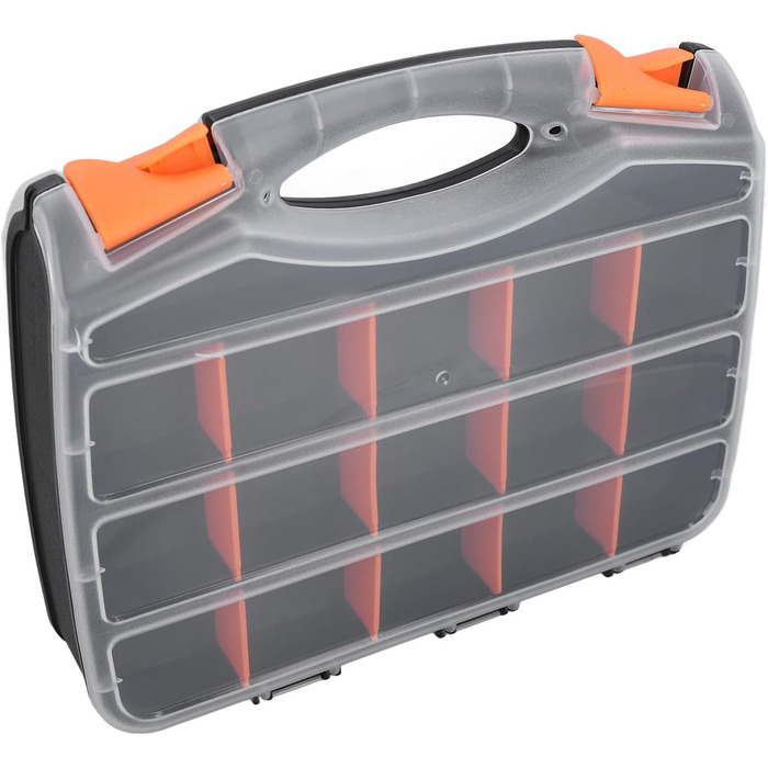 Двосторонній органайзер для деталей Haofy з кількома відділеннями та прозорою кришкою, міцний ПВХ-пластик для обслуговування та технічних цілей, портативна коробка для зберігання