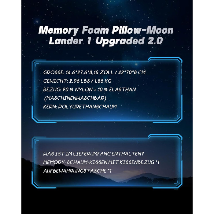Подушка з піни з ефектом пам&39яті - Ергономічна подушка для шиї, подушка для голови для полегшення болю в шиї - Дихаюча та гіпоалергенна для всіх положень сну - 42x70x8 см Синього кольору