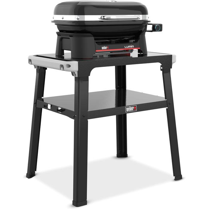 Компактний електрогриль Weber Lumin Compact на підставці, до 315 C, з термометром на кришці, чавунними решітками з порцеляновим покриттям, площа гриля 43 x 32 см, чорний (1501653) з підставкою Lumin Compact 2026