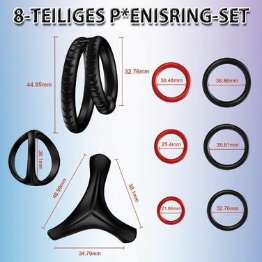 Трикутні кільця для пеніса, набір кілець для задоволення, 5 кілець для півня Силіконові кільця для півня Кільця для яєчок для міцнішої та тривалої ерекції Еротична секс-іграшка для пар Підходить для пеніса будь-якого розміру Кільце для пеніса Чорне