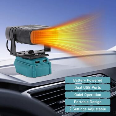 Акумуляторний обігрівач Cuifati, портативний автомобільний обігрівач потужністю 200 Вт, постійна температура, електричний обігрівач для автомобіля, використання в приміщенні, з двома USB-портами та 2.