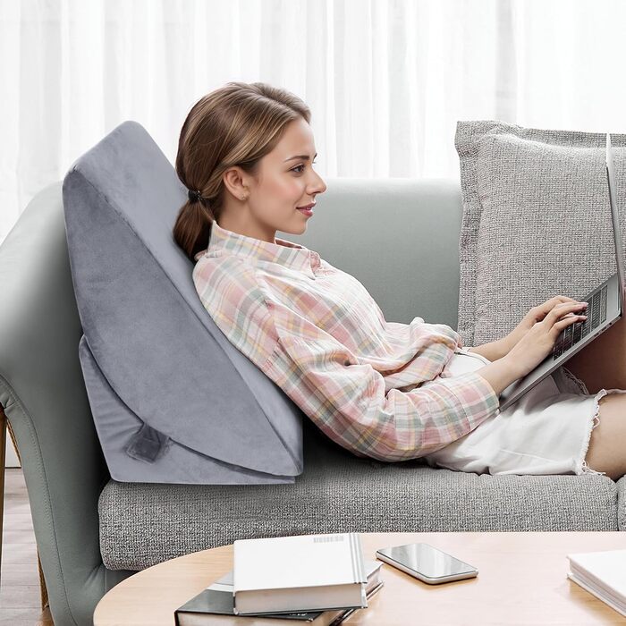 Регульована клиноподібна подушка Babenest з піною високої щільності, ергономічна подушка для спини ліжка та дивана, рефлюксна подушка для читання, сну, ігор, перегляду телевізора (Greu)