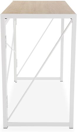 Компактний розкладний письмовий стіл Versa Jack для комп'ютера та офісу, 74 x 45 x 90 см, дерево та метал, колір білий/світло-коричневий