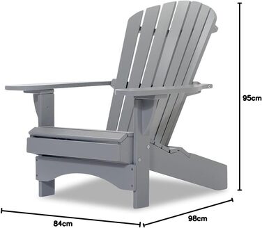 Оригінальні крісла Dream-Chairs з 2007 року Adirondack Chair Comfort de luxe в сірому дереві Садове крісло з ергономічною спинкою Садове крісло для балкона, саду максимальне навантаження 170 кг