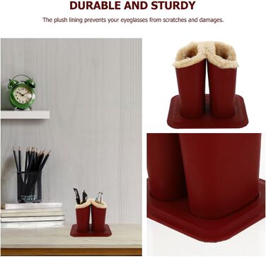Тримач для окулярів Luxshiny Double з гладкого матеріалу з плюшевою підкладкою, для зберігання сонцезахисних окулярів та окулярів, прикраса для столу та тумбочки біля ліжка