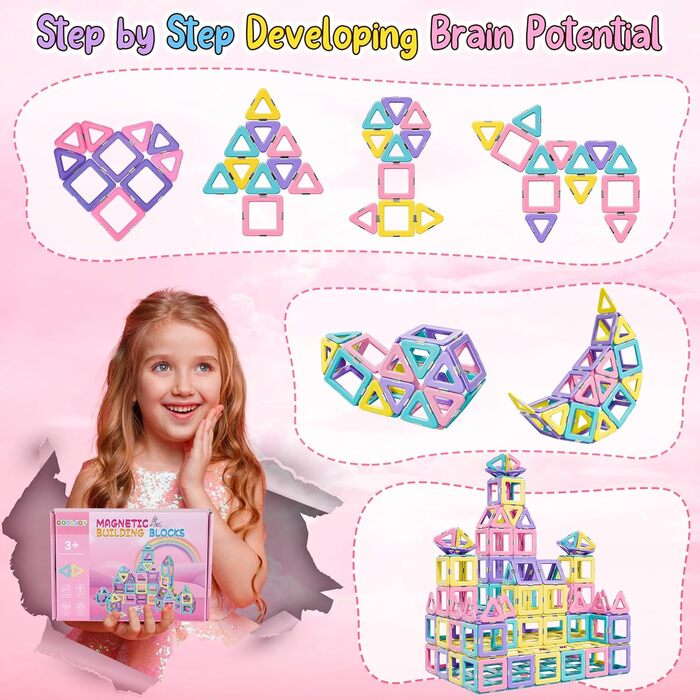 Деталей, Magnetic Building Blocks Іграшки від 3 років, Magnetic Toys Магніти Дитячі іграшки від 3 4 5 6 7 8 років для хлопчиків Ді