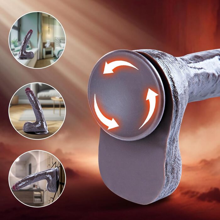 Реалістичний великий фалоімітатор Umania, 26 см, чорний, товстий, силікон, з потужним присоском