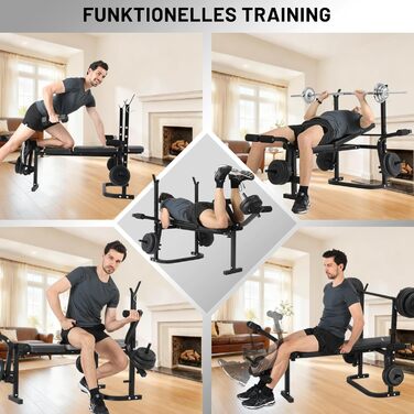 Багатофункціональна регульована лава зі стійкою для штанги, розгиначем ніг та кронштейнами типу &quotметелик&quot, регульована лава для жиму лежачи, стабільна лава для штанги до 150 кг