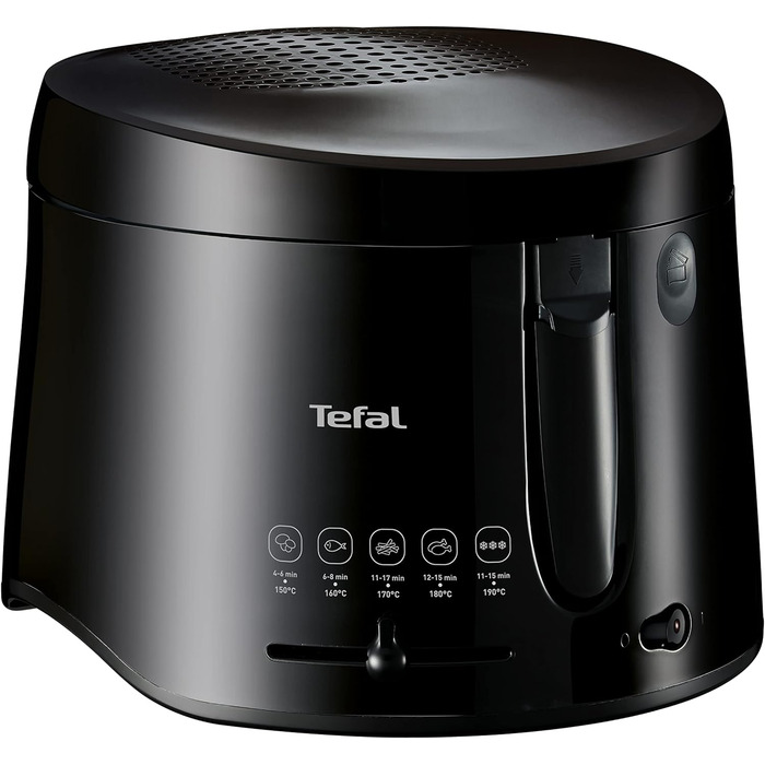 Фритюрниця Tefal FF1078 Maxi Fry Технологія Cool Wall вантажопідйомність до 1,2 кг складна ручка компактні розміри регульований термостат від 150C до 190C Чорний