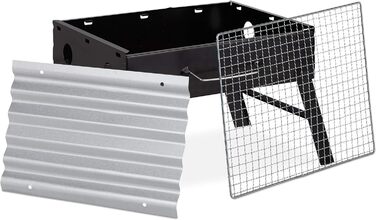 Портативний кемпінговий гриль Relaxdays, складаний гриль на 4 особи, сталевий дорожній гриль, складаний, розміри В/Ш 23 x 42,5 x 26,5 см, чорний