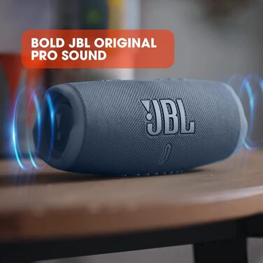 Колонка JBL Charge 5 бензиново-блакитного кольору - Водонепроникний портативний бумбокс з інтегрованим банком живлення - Один заря