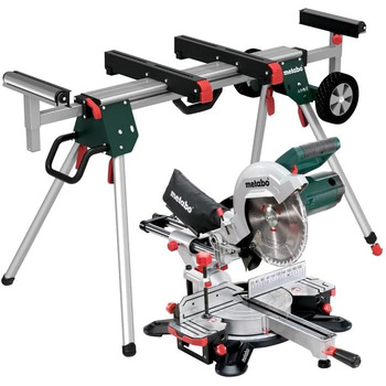 Поперечна пила Metabo KGS 254 M Set (690967000) Картонна коробка з підставкою KSU 251, розміри 790 x 515 x 515 мм, опорна поверхня 340 x 775 мм, макс. ширина різання 90/45 305 / 205 мм. Ширина різання 90/45 305 / 205 мм