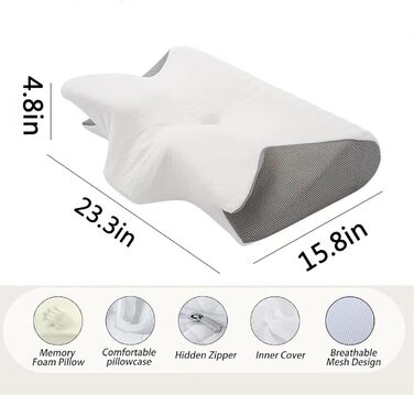 Подушка для терапії шиї Pillowdaddy, подушка для сну Pillow Daddy, подушка Pillow Daddy проти хропіння, ергономічна подушка з піни з ефектом пам&39яті для оптимальної підтримки шиї та плечей (-A)