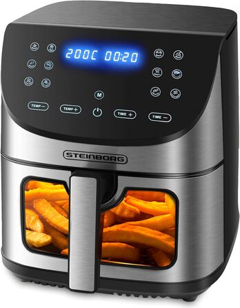 Аерофритюрниця 8 літрів Аерофритюрниця Міні-піч 4 в 1 Фритюрниця Дегідратор Гриль, Запікання, Зневоднення, Смаження Фритюрниця без олії Аерофритюрниця Конвекційна піч Гриль з гарячим повітрям