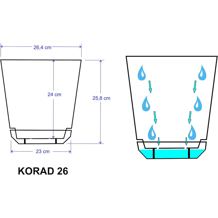 Горщик для квітів з блюдцем - Візерунок 047 Бамбук - 26 см - Кашпо з високоякісного пластику - Декоративний горщик для рослин 26 с