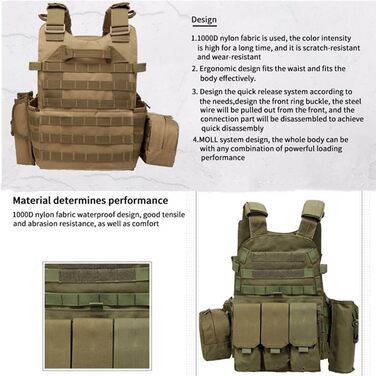 Тактичне спорядження TS TAC-SKY Airsoft Військовий тактичний жилет Molle Бойовий штурмовий бронежилет Тактичний жилет CS Відкритий одяг для мисливців (Колір ACU, Розмір Один розмір) Один розмір Acu