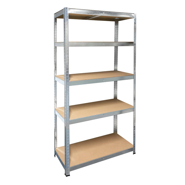 Міцний стелаж Schulte з 5 полицями з МДФ, 180x90x40 см (ВxШxГ), вантажопідйомність на полицю 175 кг, оцинкований, полиця для зберігання, полиця для підвалу, полиця для майстерні, стелаж без болтів, чорний, широкий