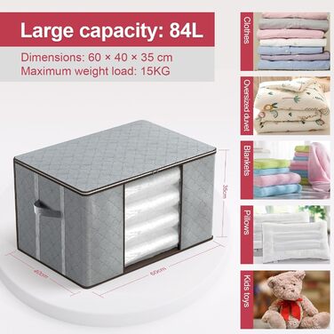 Сумка для зберігання GoMaihe 4 комплекти велика складна коробка для зберігання з кришкою, посиленою ручкою та блискавкою, органайз