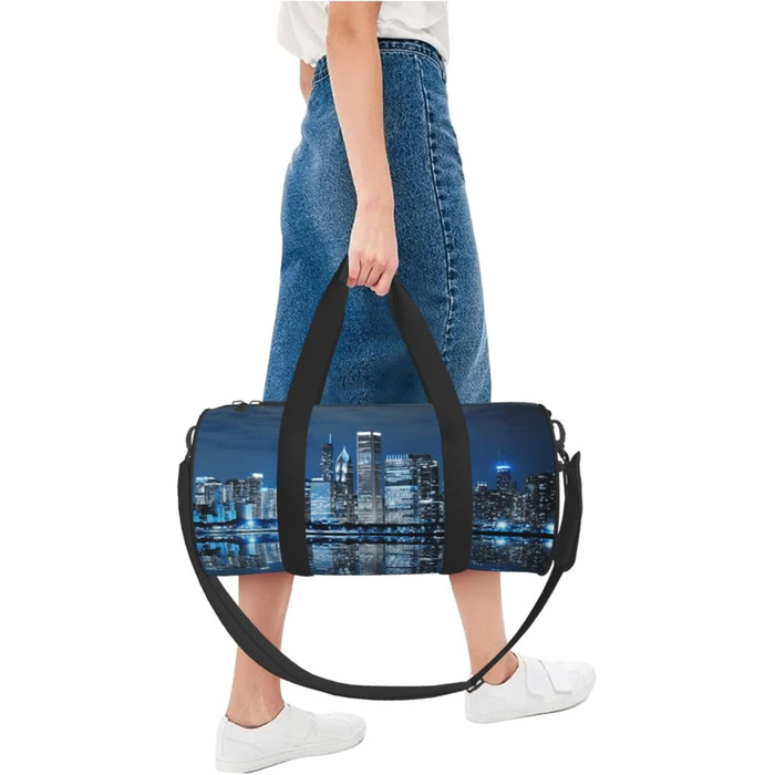 Спортивна сумка для подорожей, стильна міська сумка з нічним малюнком, сумка на нічліг, чорна, універсальний розмір