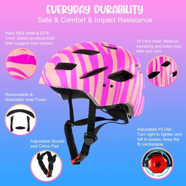 Дитячий велошолом RaMokey, велошолом з підсвічуванням для дітей Легкий дитячий шолом з регульованим циферблатом для дівчаток і хло