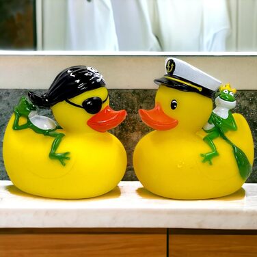 Іграшка для купання MIK funshopping гумове каченя, яке писчить (набір з 2 предметів качечки пірат і капітан)