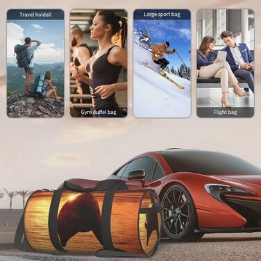 Спортивна сумка для подорожей, Захід сонця, з красивим малюнком дельфіна, дорожня сумка на ніч, чорна, універсальний розмір