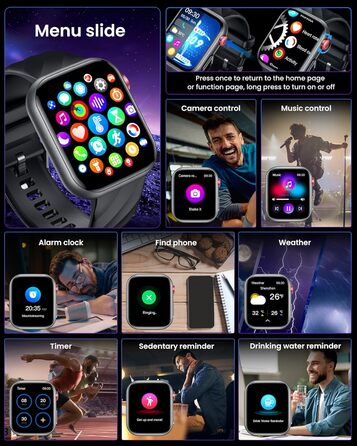 ЕКГ ГАРЯЧИЙ смарт-годинник для чоловіків із серцевим ритмом, кров&39яним тиском 1,97-дюймовий AMOLED сенсорний чорний годинник для здоров&39я з монітором сну, крокоміром, функцією телефону, спортивним годинником, фітнес-годинником, iOS, Android