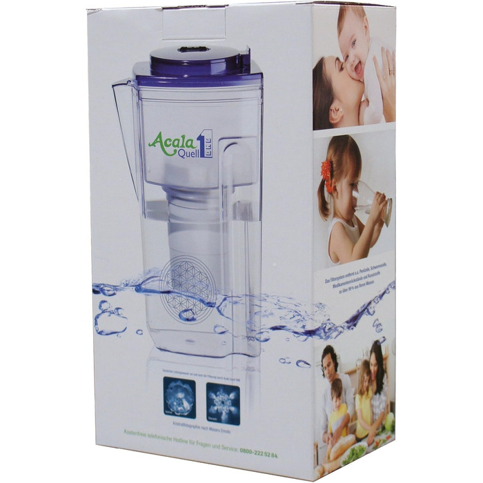Фільтр для води AcalaQuell One Темно-синій Фільтр для води з активованим вугіллям Найвища продуктивність фільтра - багатошаровий Без BPA та BPB ReNaWa - Технологія Створює смачну, заспокійливу воду