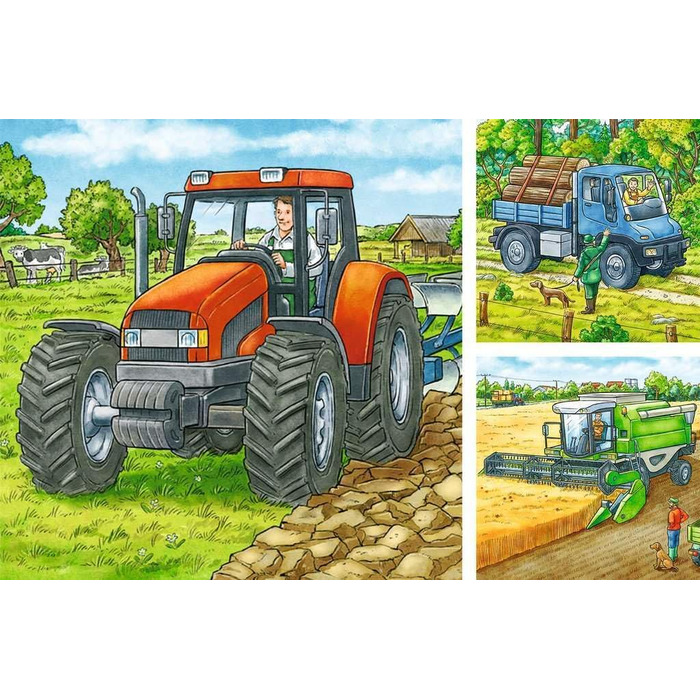 Дитячий пазл Ravensburger - 09388 Велика сільськогосподарська техніка - Пазл для дітей від 5 років, 3x49 елементів, жовтий