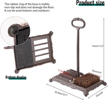 Міцна чавунна щітка для скребка для взуття Sungmor, вінтажний стиль, сільський, коричневий, щітка для скребка для взуття з ручкою, фермерський сад, на відкритому повітрі, чоботи, очищувач грязі, щітка для взуття для вхідних дверей