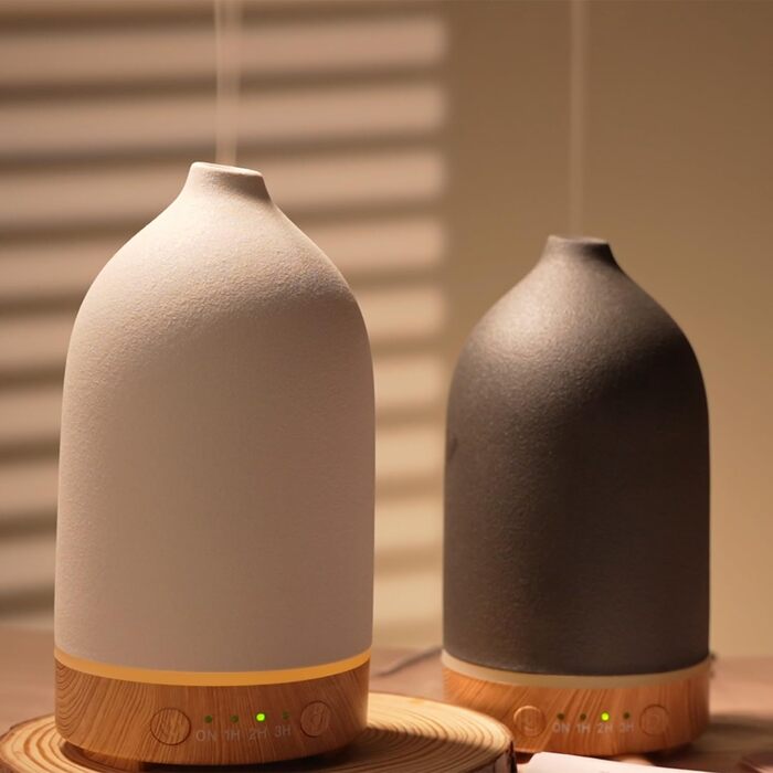 Керамічний ароматичний дифузор SALUBRITO, білий дифузор для ефірних олій, ультразвуковий зволожувач ароматичних олій, ароматерапевтичний дифузор для ароматичних олій, без BPA, подарунок для жінок