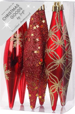 Ялинкові прикраси 6 шт червоні Inge-glas