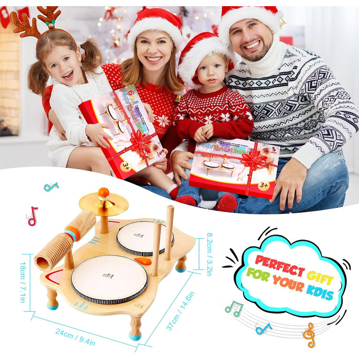 Дерев&39яна музична іграшка Барабан 6 в 1 Музика Дитяча іграшка Музичні інструменти для дітей від 2 років Монтессорі Baby Toys 3 4