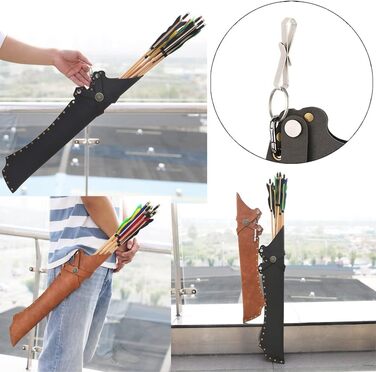 Шкіряний сагайдак для стріл Wolf, чорний/коричневий, 61×11 см