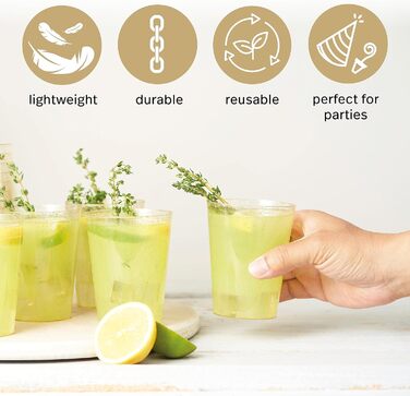 Пластикових стаканчиків преміум-класу, стаканчики для вечірок, стаканчики для пиття з золотим блиском (285 мл / 10 унцій) - тверді