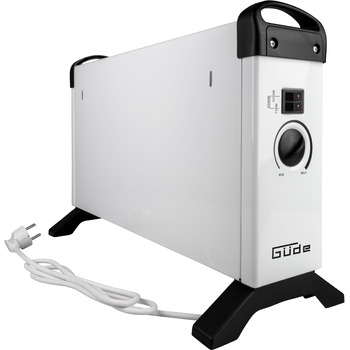 Конвекційний обігрівач Gde GKH 2000 (потужність нагріву 2 кВт, 3 рівні нагріву (0,75/1,25/2 кВт), безступінчастий термостат, максимальна продуктивність обігріву приміщення 45 м, безшумний конвекційний обігрів, захист від перегріву, ручки для перенесення)