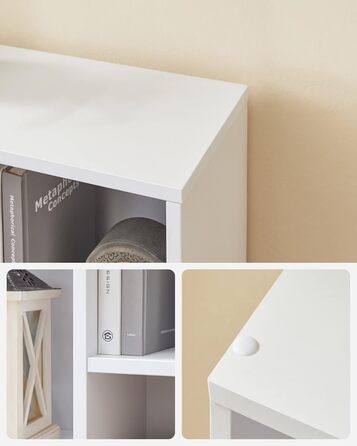 Книжкова шафа VASAGLE, книжкова полиця, з 5 відділеннями, офісна полиця, кубічна полиця, окремостояча полиця, для вітальні, спальні, офісу, дитячої кімнати, білий LBC25WT білий 5 відділень (24Г x 50Ш x 80В см)