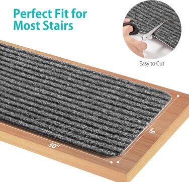 Килимки для сходів ToStair, 76смx20см (15 шт. ) протиковзкі сходові накладки для дерев'яних сходів, килимок для захисту сходів в п