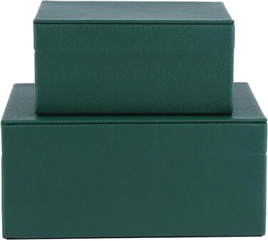Шкатулки для ювелірних виробів HofferRuffer зі штучної шкіри, декоративні шкатулки, шкатулки для зберігання, органайзери для аксесуарів із золотистою фурнітурою, класична веганська шкіра, набір з 2 шт. (зелений)