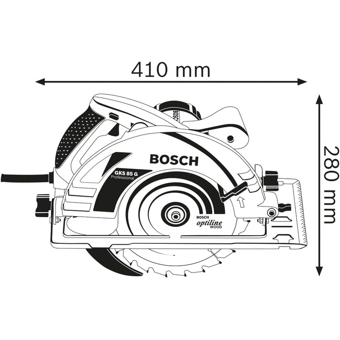 Професійна циркулярна пила Bosch GKS 85 G (у комплекті 1 пиляльний диск, Optiline Wood, 235 x 30/25 x 2,8 мм, 24, шестигранний клю
