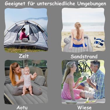 Надувний матрац Vinteky, надувний автомобільний матрац Автомобільне ліжко з електричним повітряним насосом, портативний товстий автоматраз для багажника та позашляховика, Кемпінг / На відкритому повітрі / Подорожі, 140 см x 90 см x 45 см, Сірий