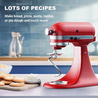 Спіральний гачок для тіста Cofun з нержавіючої сталі для міксера Kitchenaid, 4.5 кВт 5 кВт Насадки для нахиленого міксера для тіста Kitchenaid можна мити в посудомийній машині, (C2302) Спіральний гачок