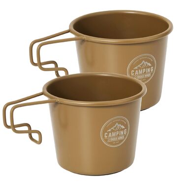 Кухоль з нержавіючої сталі Thous Winds Sierra, набір із 2 кемпінгових кухлів для активного відпочинку з підвісною ручкою, що штабелюється, портативний, легкий туристичний кухоль об&39ємом 350 мл, екологічно чистий кухоль для активного відпочинку - хакі