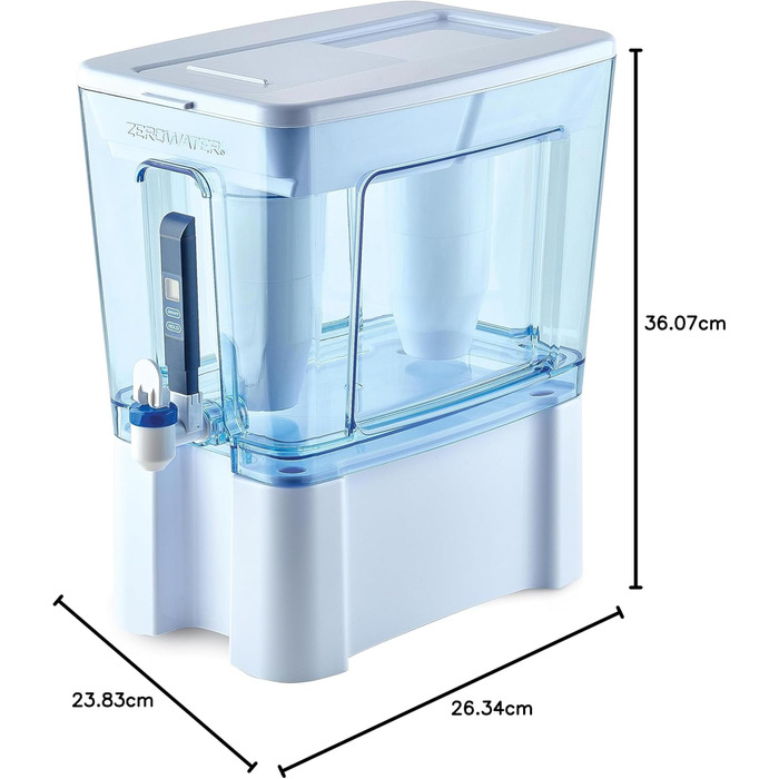 Дозатор фільтра для води з миттєвим зчитуванням ZeroWater, 12,3 л, 5-ступеневий диспенсер для фільтра для води з миттєвим зчитуванням, 0 TDS, сертифікований IAPMO для зменшення вмісту свинцю, хрому та PFOA/PFOS