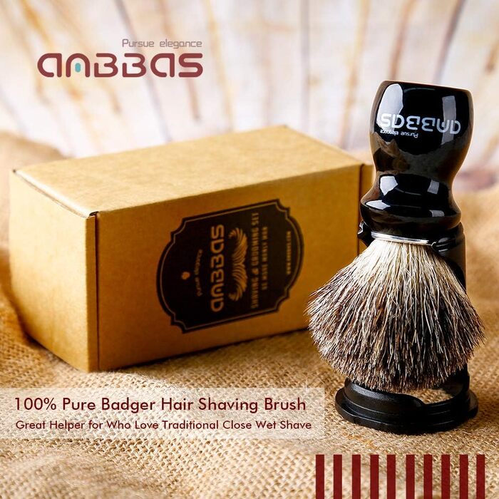 Щітка для гоління Badger Hair з чорним тримачем Anbbas Високоякісна щітка для гоління з дерев'яною ручкою ідеально підходить для чоловічого гоління (чорна)