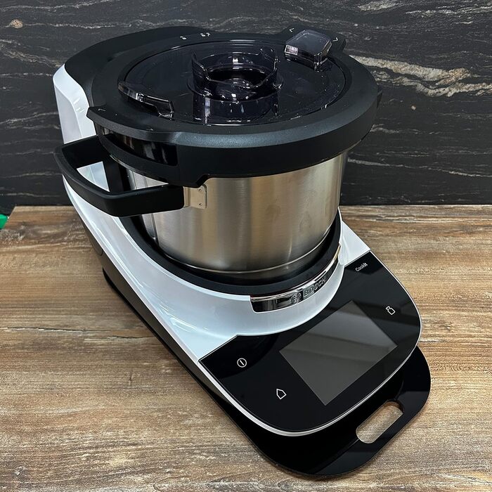 Акрилова розсувна дошка для Bosch Cookit та багатьох інших кухонних приладів чорний 46x23см високоякісні тефлонові планери для легкого пересування та гумові ніжки для міцної стійки Зроблено в Німеччині глянцевий чорний