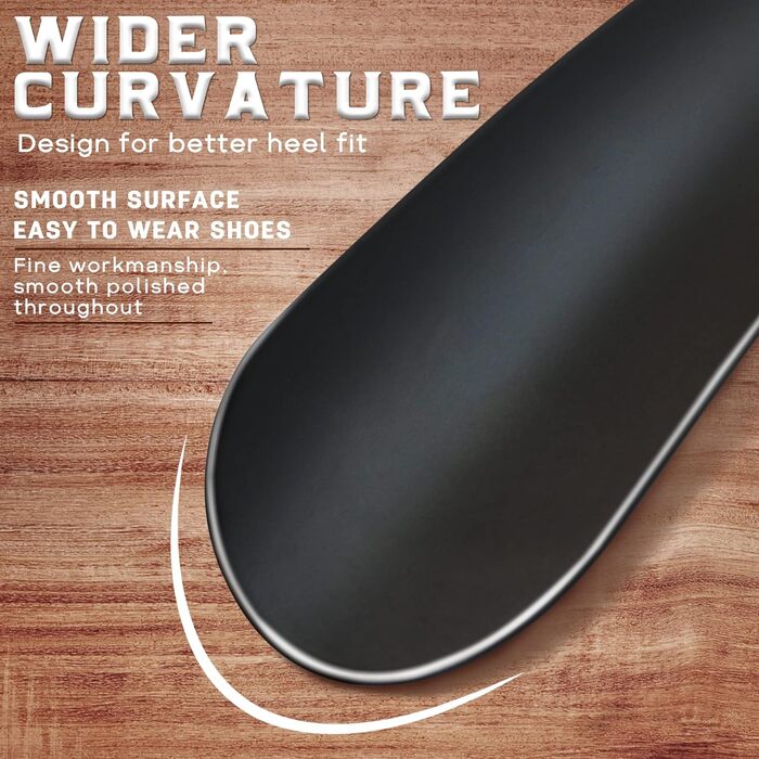 Короткий ріжок для взуття з нержавіючої сталі 17 см, маленький ріжок для взуття зі шкіряною ручкою (чорний)