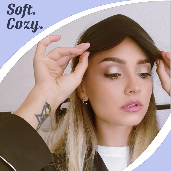 Шовкова маска для очей MATASSE Silk Your Life - 3D контурна маска для сну, чохол для очей, маска для сну з ремінцем для жінок, чор