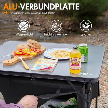 Портальний розкладний кемпінговий стіл з місцем для зберігання, розкладний обідній стіл, міні-садовий стіл, надлегкий для кемпінгу, використання на вулиці, балкону, саду